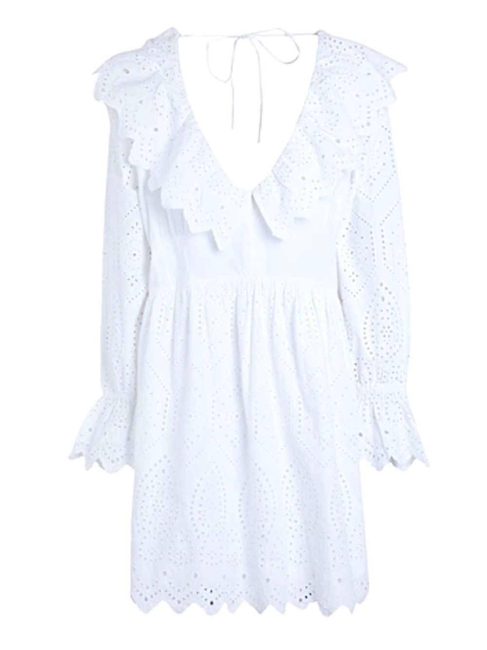 Topshop 100% cotton White Eyelet Ruffle V-Neck Mini Dress